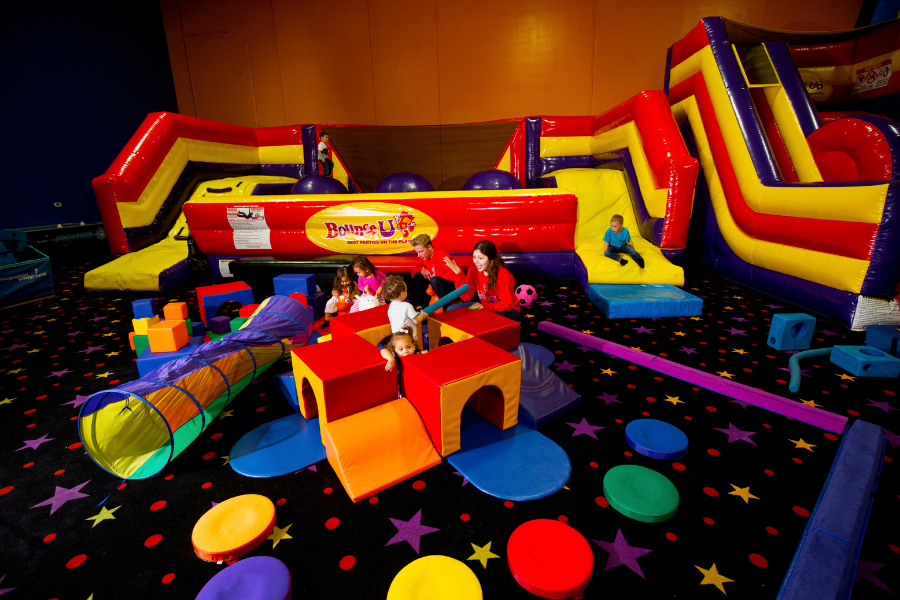 Kids and parents at BounceU 100% private playdate
